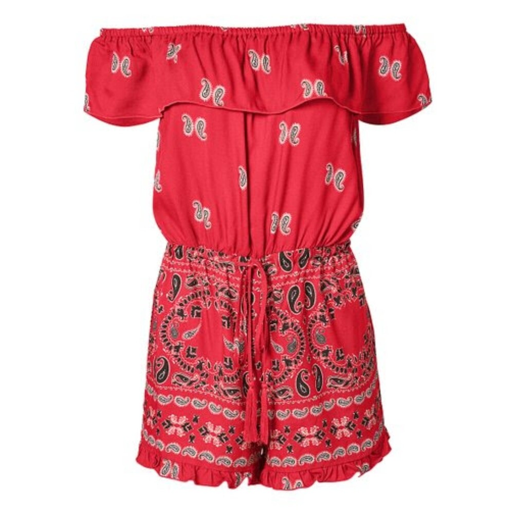 Venus Off-The-Shoulder Bandana Print Romper size 1X